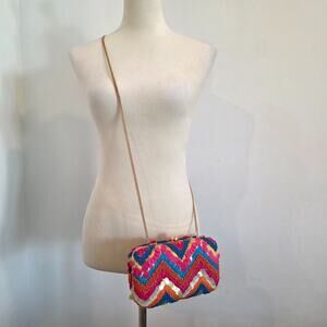 Brooke Webb x Anna & Ava Chevron Multi-Media Clutch Bead Sequin Crossbody Chain
